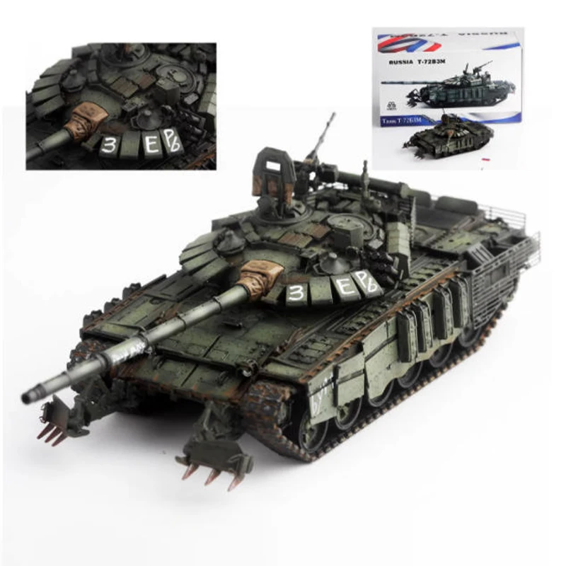 

New 1/72 Scale Russian T-72B3M T72 Tank Model Modified Version Simulation Resin Static Display Collectible Gift Toy Decoration