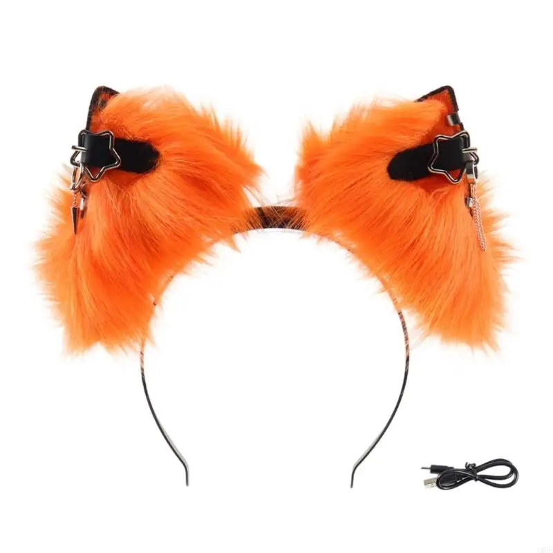 Musical Responsive Faux Hair Creature Ear Headpiece Rechargeable Through USB Cable 