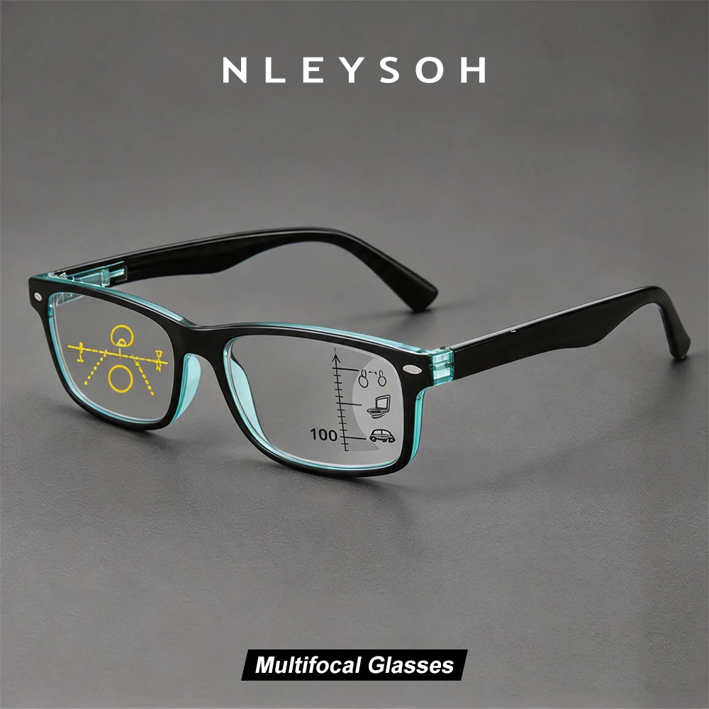 NLEYSOH Progressive Multifocal Reading Glasses, Blue Light Blocking Spring Hinge Computer Readers for Men Women