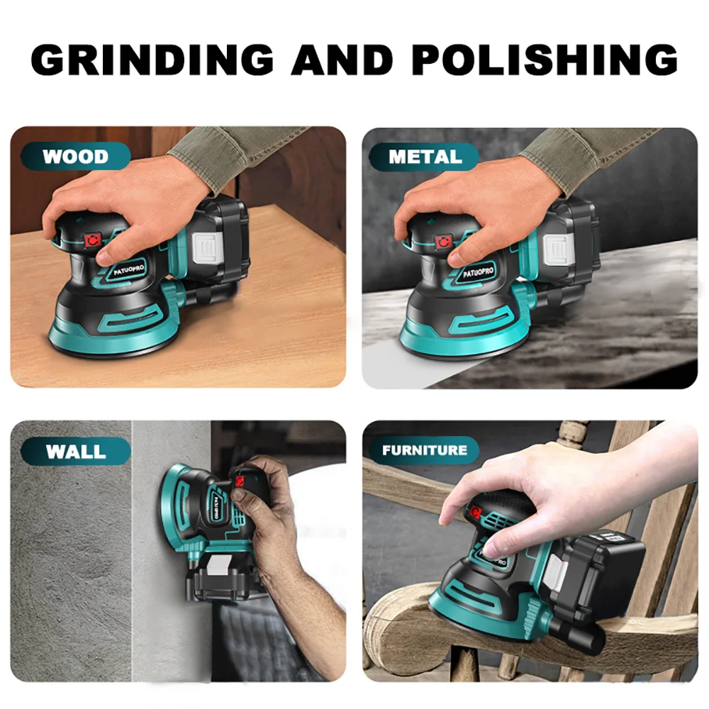 125mm Brushless Random Orbital Electric Sander Variable Speed Wood Grinder Polishing Sanding Power Tool for Makita 18V Battery