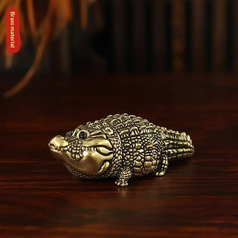 Antike Bronze-Krokodil-Eidechsen-Statue, Retro-Kupfer-Alligator-Figur, Schreibtisch-Dekorationsstück für Zuhause, Büro und Geschäftsdekoration – Detail 8
