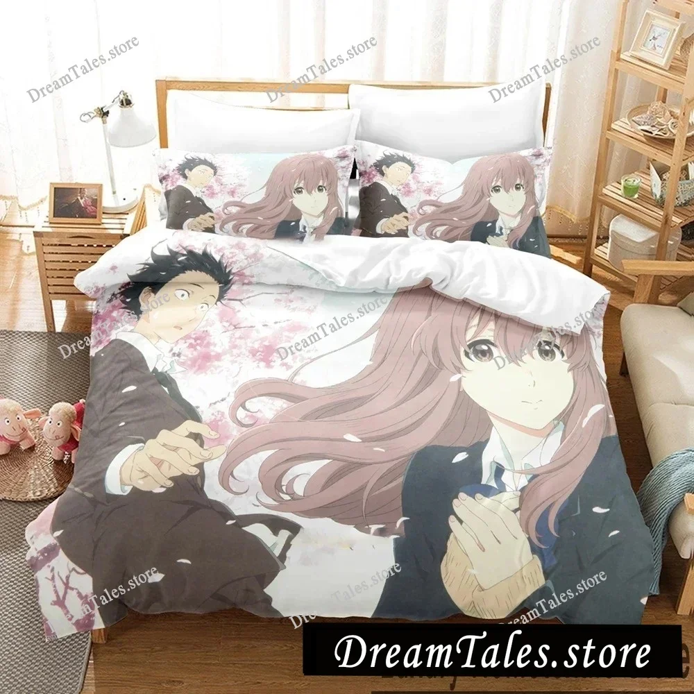

3D Printed Anime A Silent Voice Bedding Set Boys Girls Twin Queen Size Duvet Cover Pillowcase Bed Kids Adult Home Textileextile7