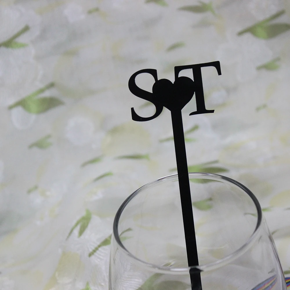 30/50/100Pcs Personalized Acrylic Stirrers, Custom Drink Stirrers, Initials Drink Stirrers,Wine Charms Swizzle Cocktail Sticks