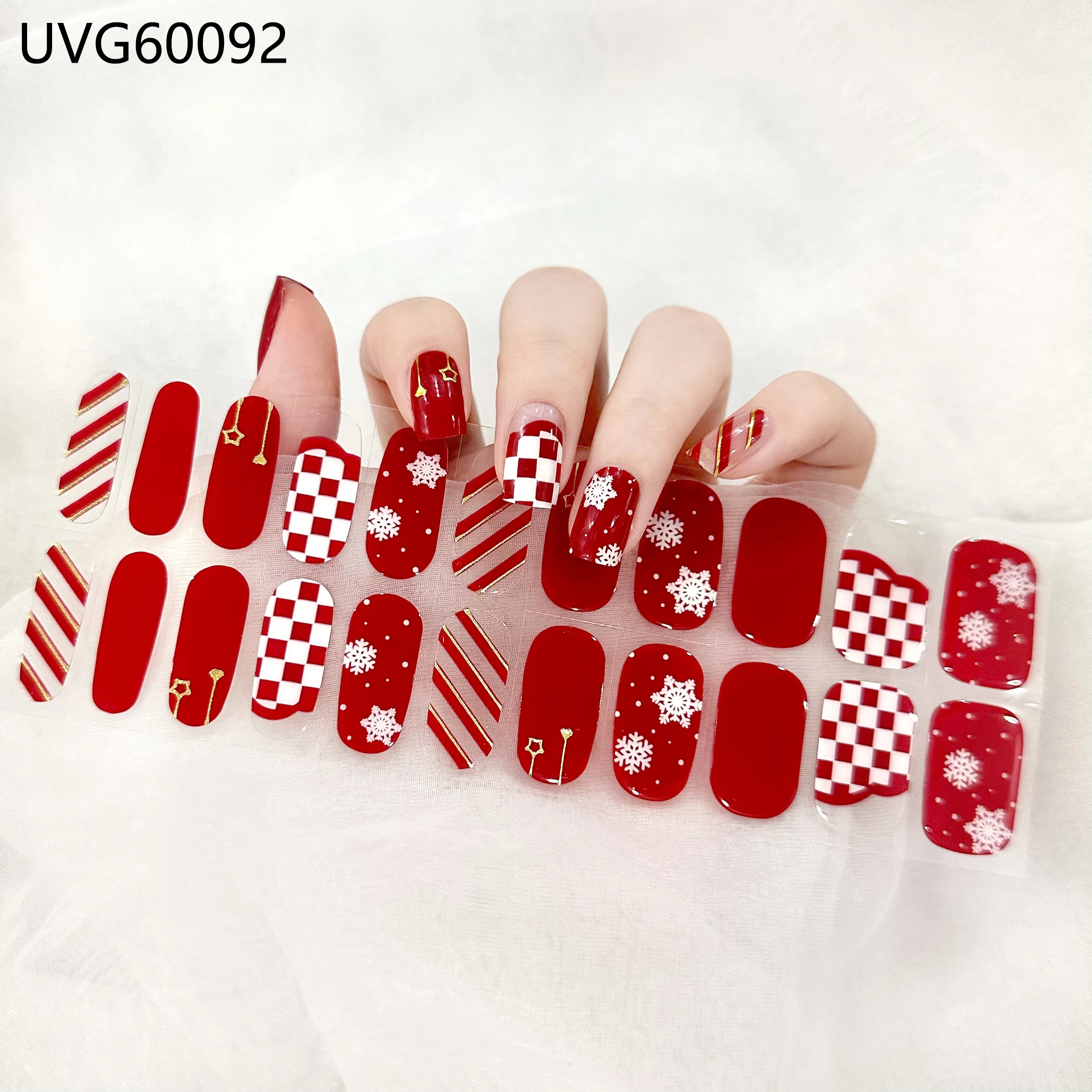 Nieuwe 22 Strips Uv Gel Nagel Sticker Kerst Semi Uitgeharde Nail Wraps Festival Nail Strips Halloween Manicure Decoraties