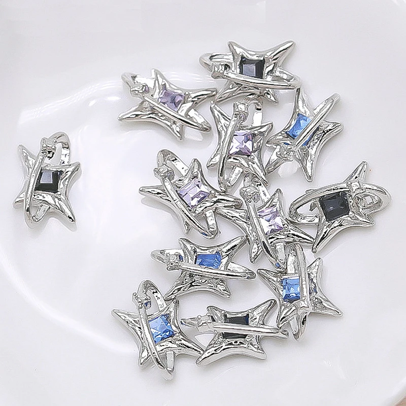 10PCS Luxury Alloy Asterism Nail Art Charms Starlight Surround Crystal Rhinestones Accessories Parts Nails Decoration Supplies