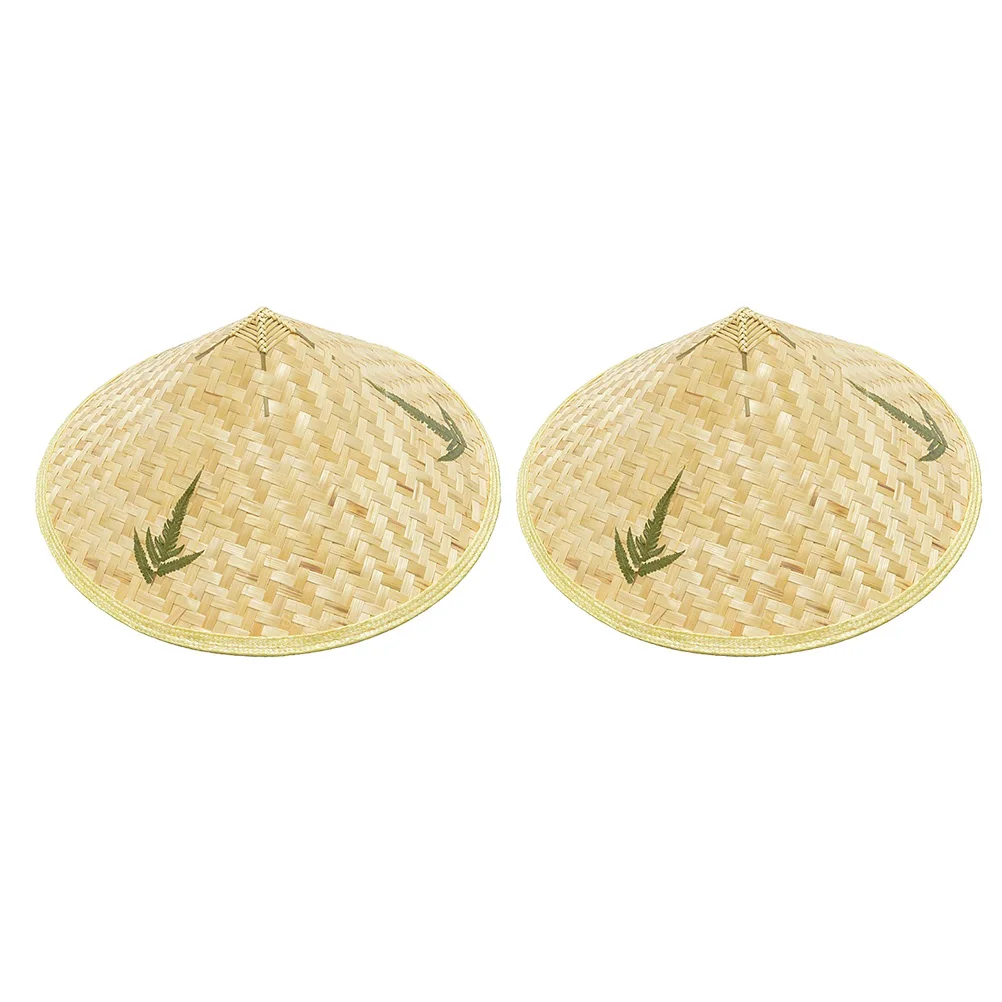 

2Pcs Bamboo Woven Straw Hats Decorative Hat Art Crafts Creative Painting Handcrafts Bamboo Woven Straw Hats Hat Decor