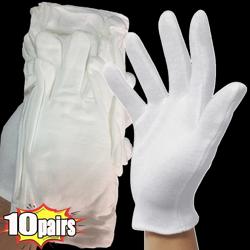 White Cotton Work Gloves Bulk for Dry Handling Film SPA Gloves Ceremonial High Stretch Gloves Household Cleaning Working Tools