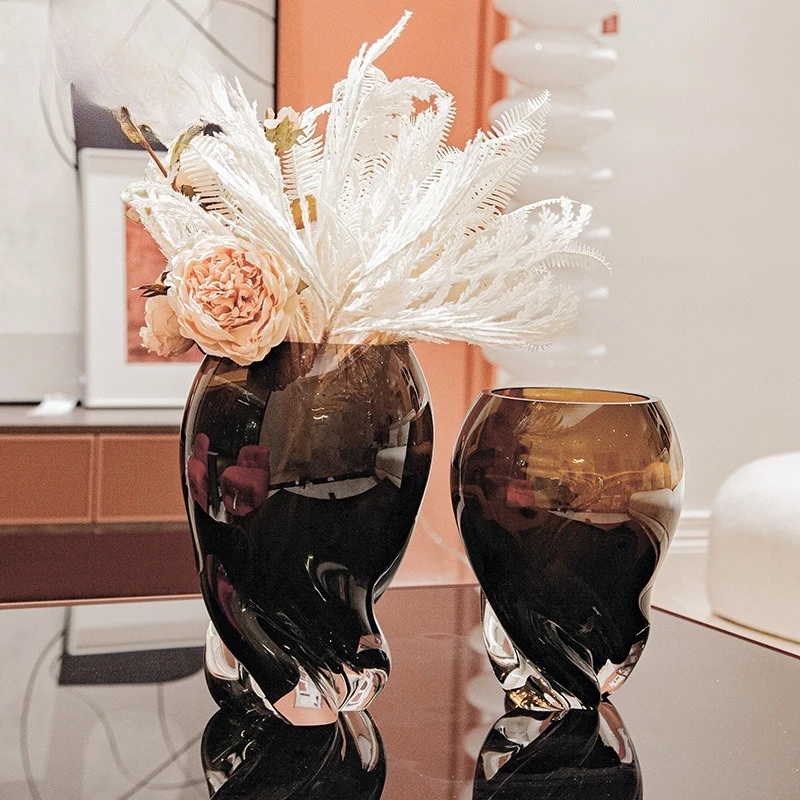 Amber vase, medieval high-end light luxury crystal glazed flower ware