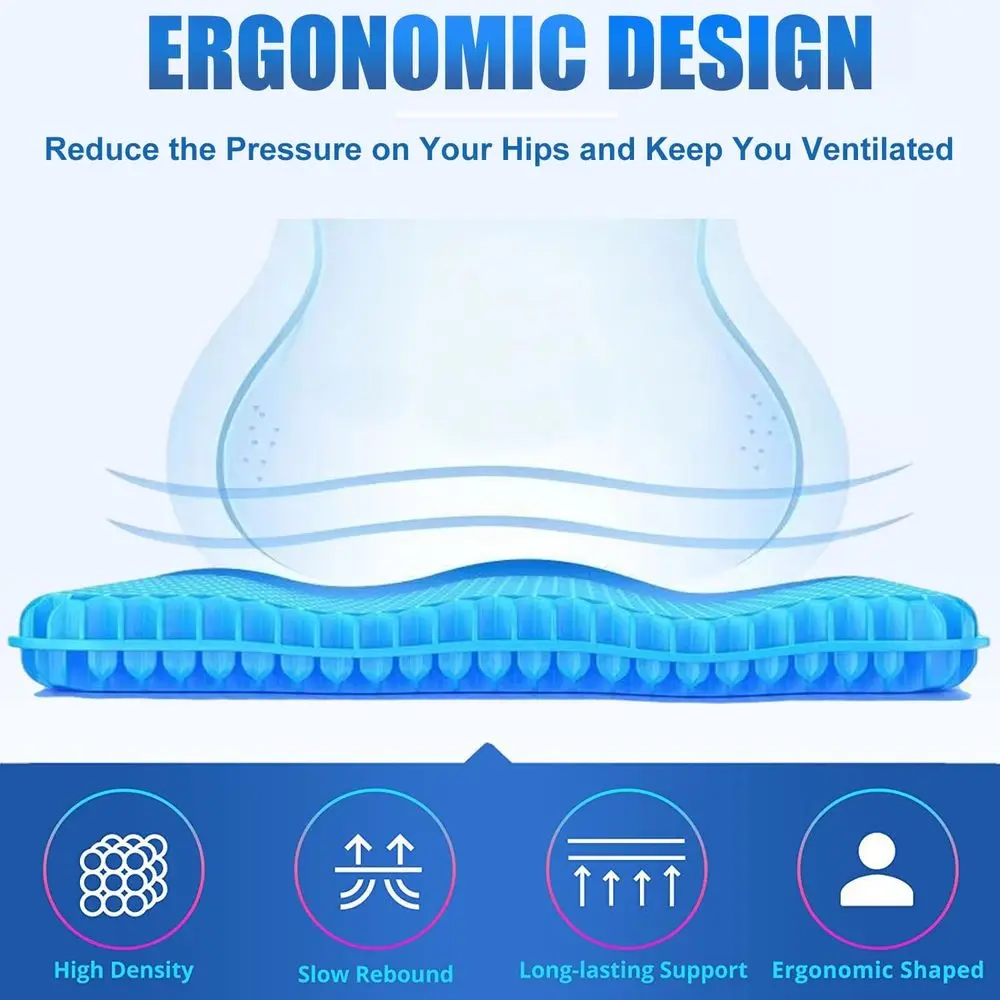 Ergonomic Non-Slip Egg Seat Cushion for Office, Car, and Home Chairs - Relieves Sciatica and Back Pain