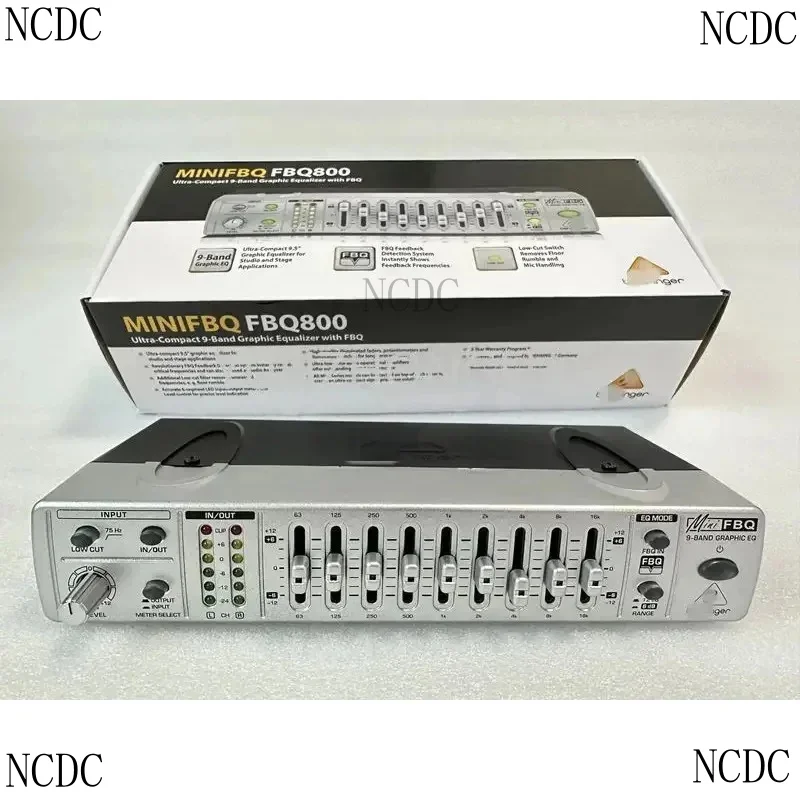 Fbq800 Compact 9-Segment Graphic Eq Equalizer, Feedback Suppressor, Anti-Howling Processor, Universal Both Hands