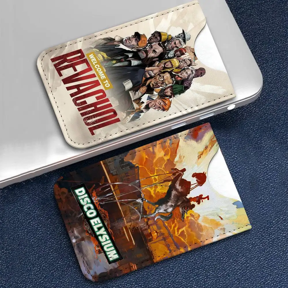 D-Disco-Elysium Philosophical-RPG Light Soft Leather Mini Card Holder, Ultra Slim Credit Card Wallet for Unisex Card Storage