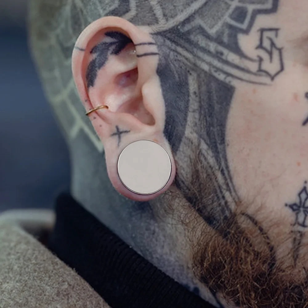 G23 Pure Titanium Mirror Polish Solid Waist Drum Ear Tunnels Gauge Strecher Expansion Saddle Ear Plugs Piercing Simple Earring