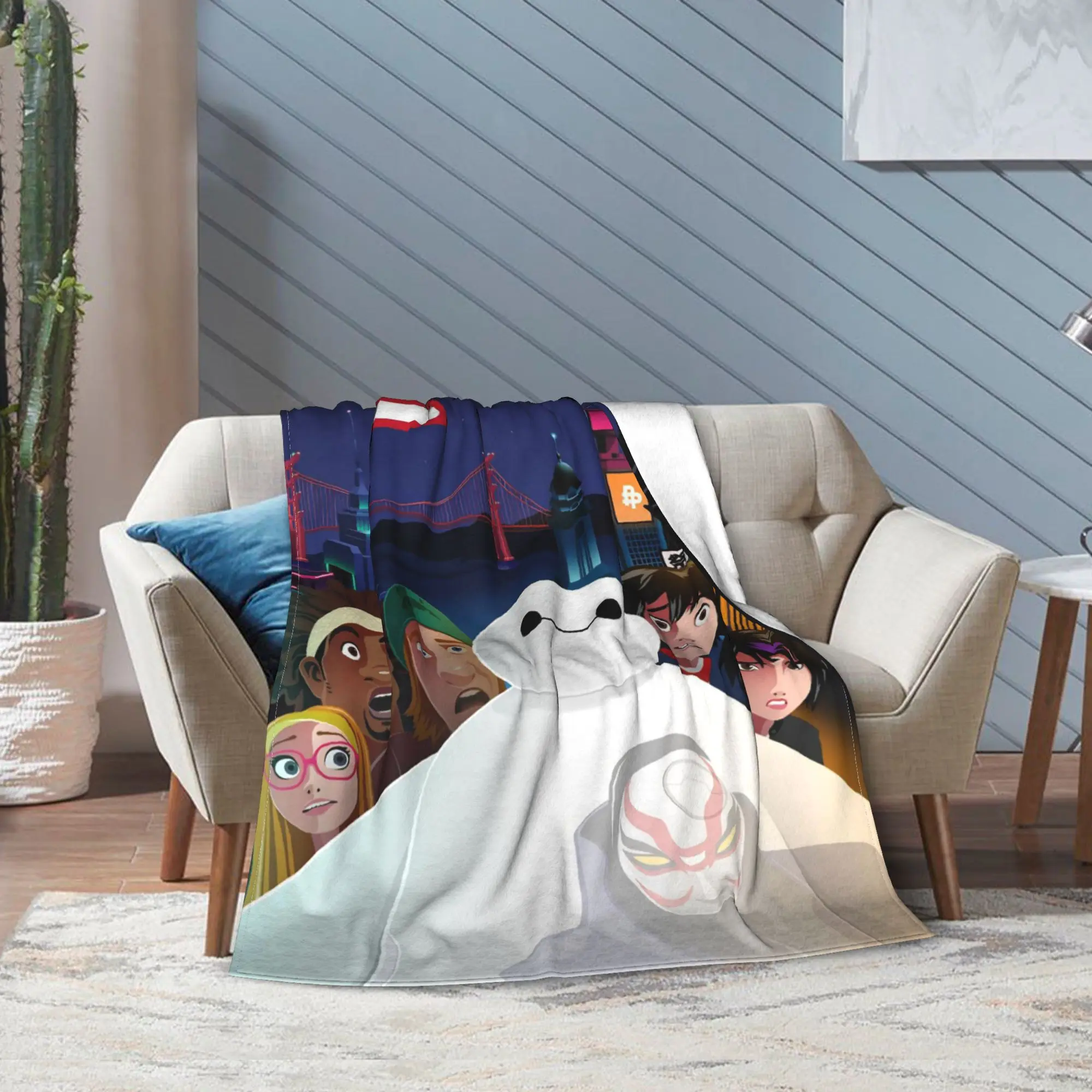 كبير بطل Baymax درع بطانية هيرو حمادا الصوف مضحك الدافئة رمي البطانيات للمنزل ربيع الخريف سيارة #4