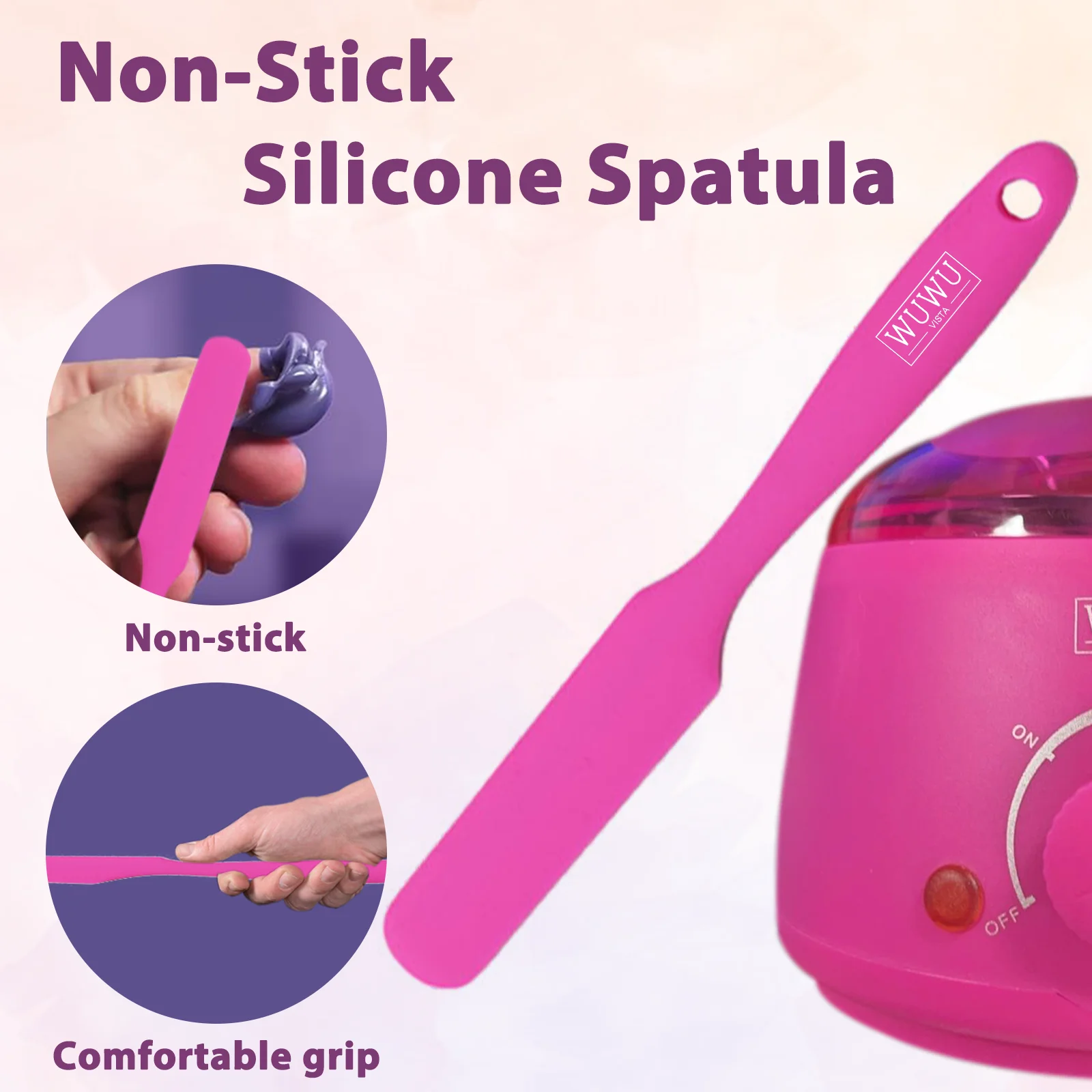 Wuwuvista espátula de silicone de cera antiaderente acessórios de remoção de cabelo fácil de limpar e reutilizável raspador de cera de remoção de cabelo de grande área