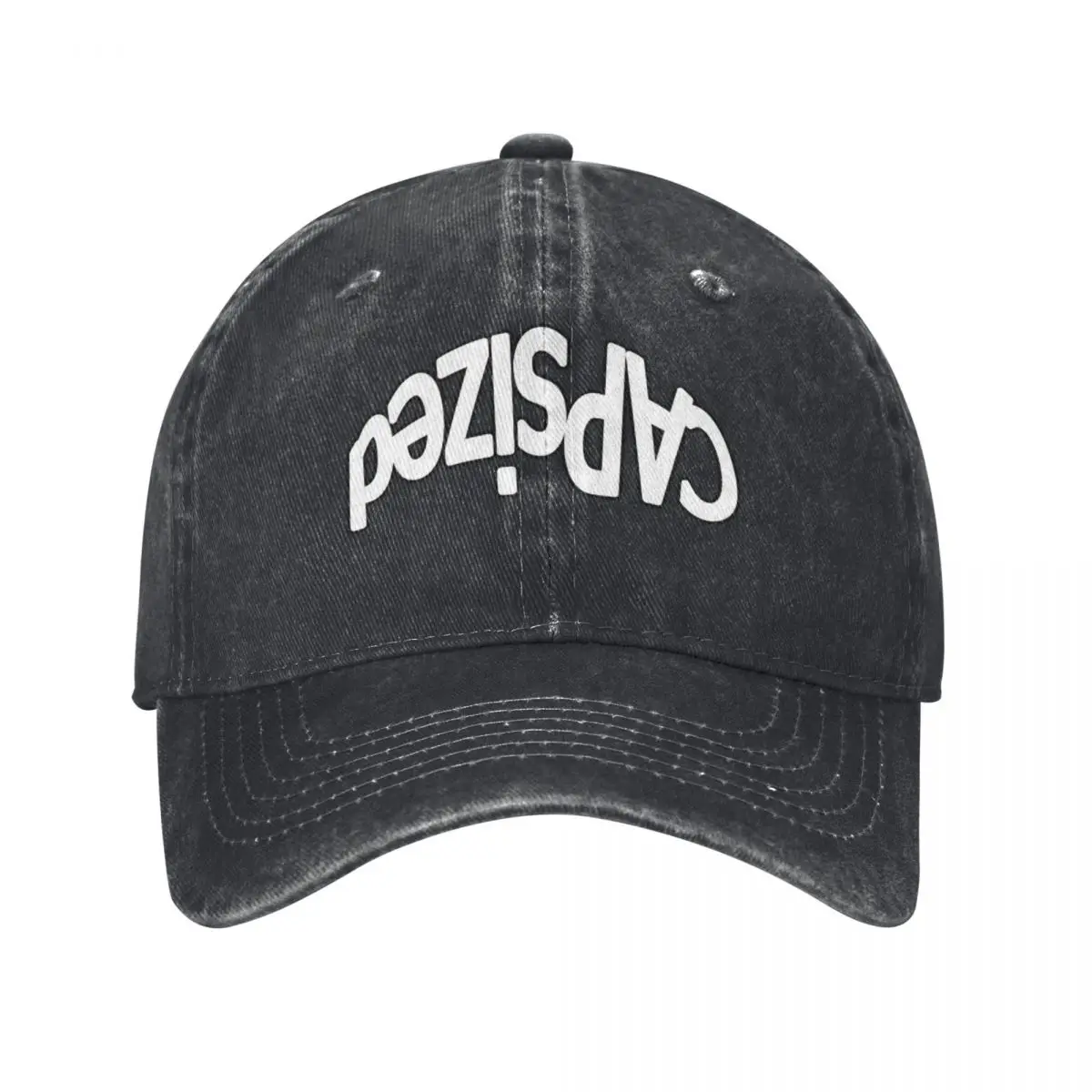 Capsized Word White Text Black Trim Baseball Caps Vintage Denim Washed Headwear Unisex Style Outdoor Running Hats