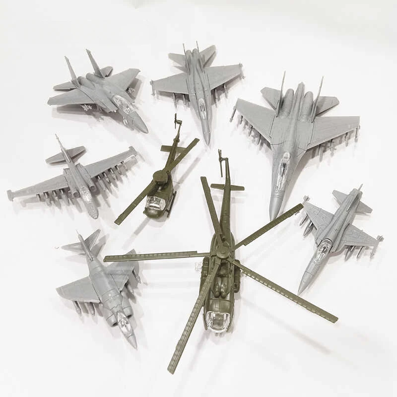 1/144 Assemble Fighter US F-18 F-15 USSR SU-25 MI-8 Helicopter China J16 Classic Plane Model Toy Collect  Ornament 8pcs/set