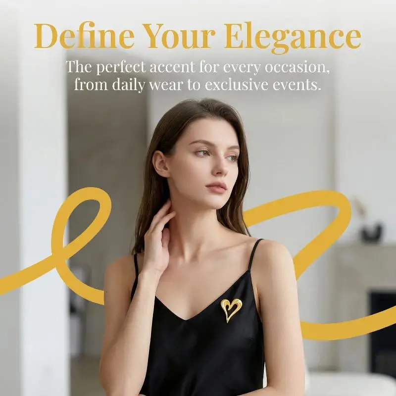 Fashion Metal Heart Brooch for Women Unisex Enamel Pin Gift Jewelry Love for Suit Dress Outing