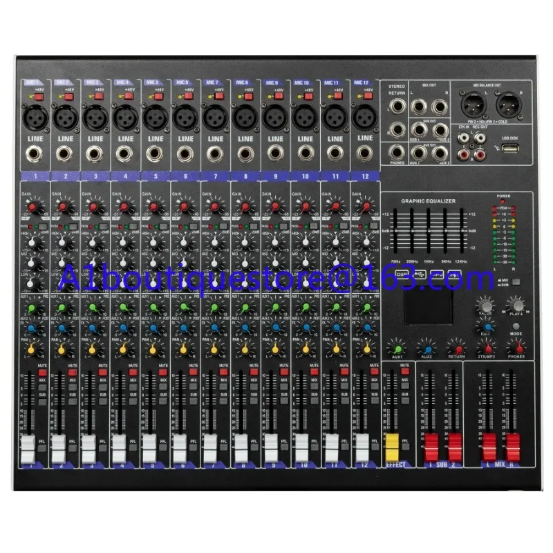 Professional 12-channel audio console mixer system MP3 sound signal processor for stage performance equipment ax1202