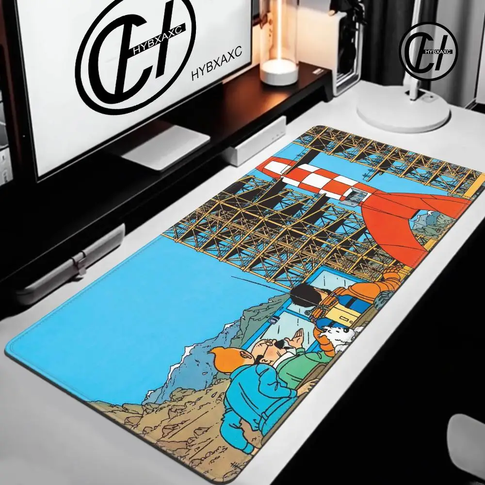 The Adventures of Tintins Mouse Pad Cute HD Desk Pad Extended Gaming Keyboard Mats Large 100x50cm XXL Gamer Mousepad