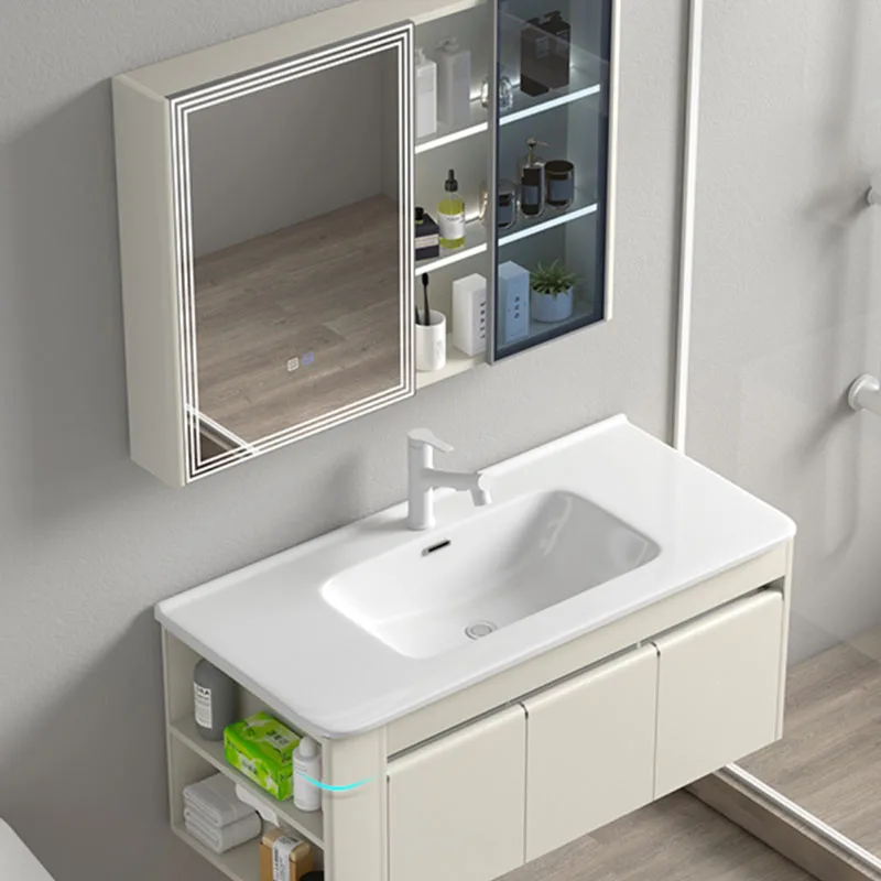 

White Mirror Bathroom Cabinet Luxury Nordic Closet Storage Bathroom Vanity Drawers Space Saving Meuble Salle De Bain Furniture