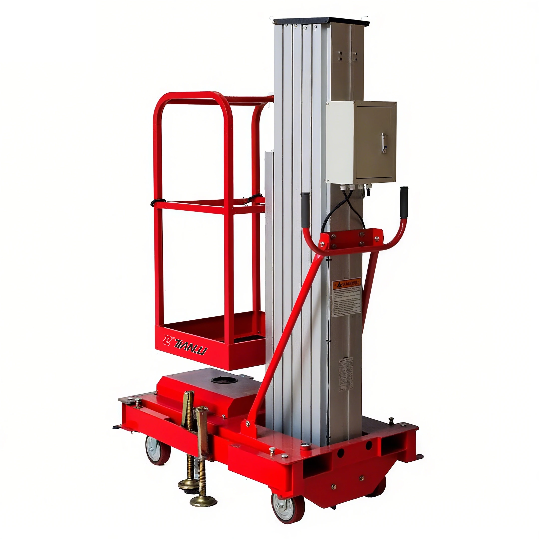 Customized Self Propelled Vertical Mast Lift Aluminum Alloy Single Mast Aerial Work Platform  CE Certified