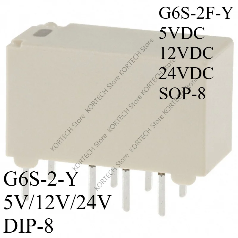 5PCS/Lot Original G6S-2 G6S-2-Y 5V/12V/24V DIP-8 G6S-2F G6S-2F-Y SOP-8 5VDC 12VDC 24VDCTwo open and two closed 2A signal Relay