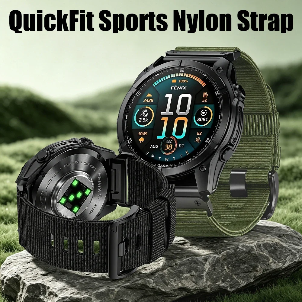 Sport Nylon QuickFit22/26mm Strap For Garmin Fenix 9 9Pro Forerunner 970/Approach S70/Descent G2/Instinct 3 2X/Epix Pro Band
