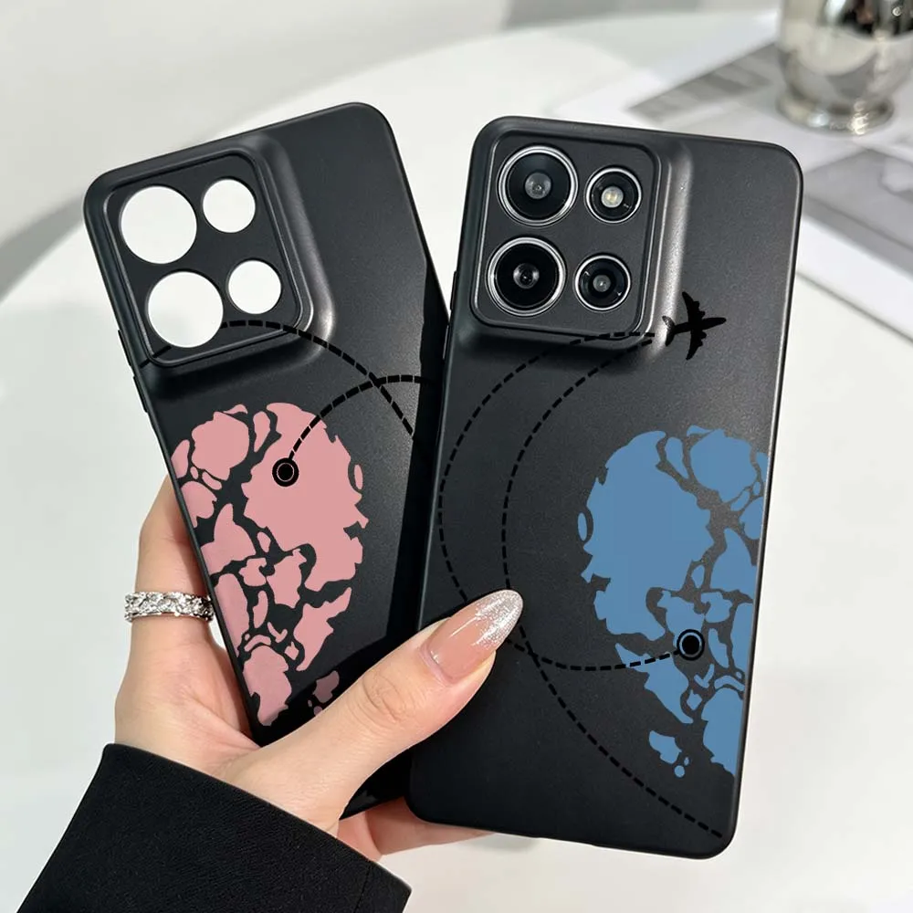 Airplane Flight Route Map For Motorola Moto G86 G75 G72 G56 G41 G35 G31 G15 Edge 70 60 50 Black Silicone Phone Case Cover