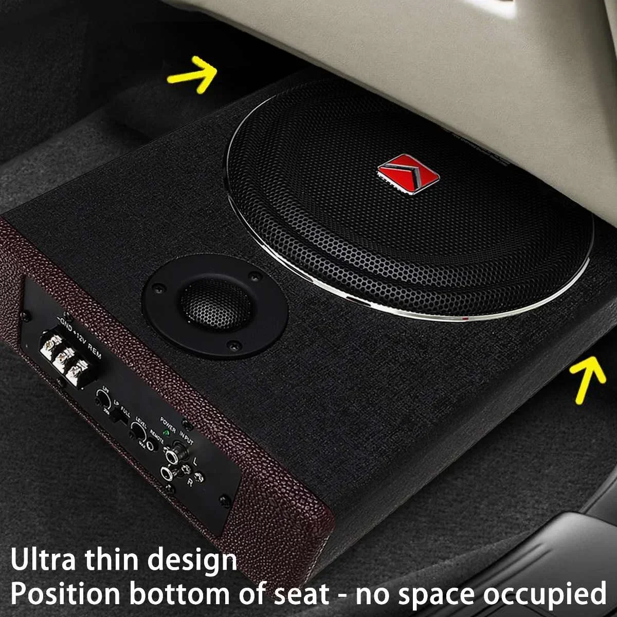 800W Car Seat Subwoofer Speaker Alloy Shockproof Power Amplifier Active Subwoofers Car Stereo Car Audio Music Player Body Kit