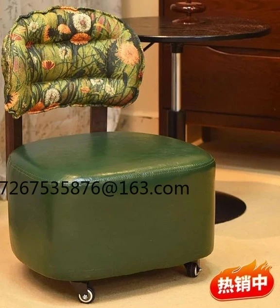 

Yoyo small chair home backrest sofa side stool light luxury high sense sitting stool creative pulley low stool with wheels