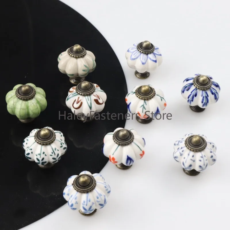 Vintage Ceramic Cupboard Door Knobs Porcelain Dresser Drawer Knobs Wardrobe Pulls Handles Furniture Cabinet Knobs Cupboard