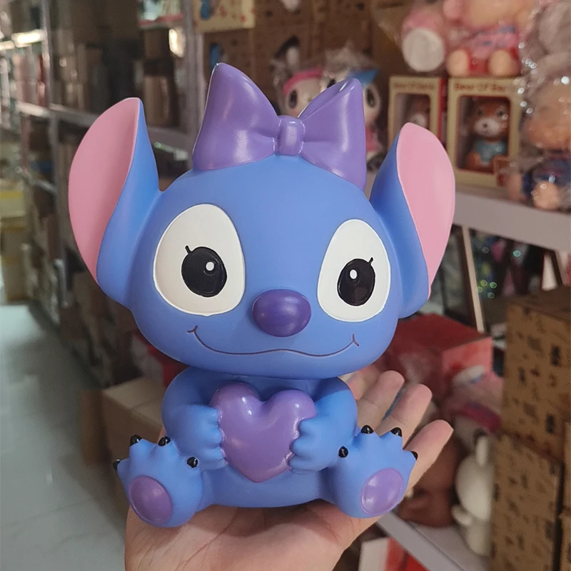 W magazynie Disney 21cm Lilo & Stitch anioł Anime kolekcja figurek lalka Model ozdoba kreskówka skarbonka zabawki prezent