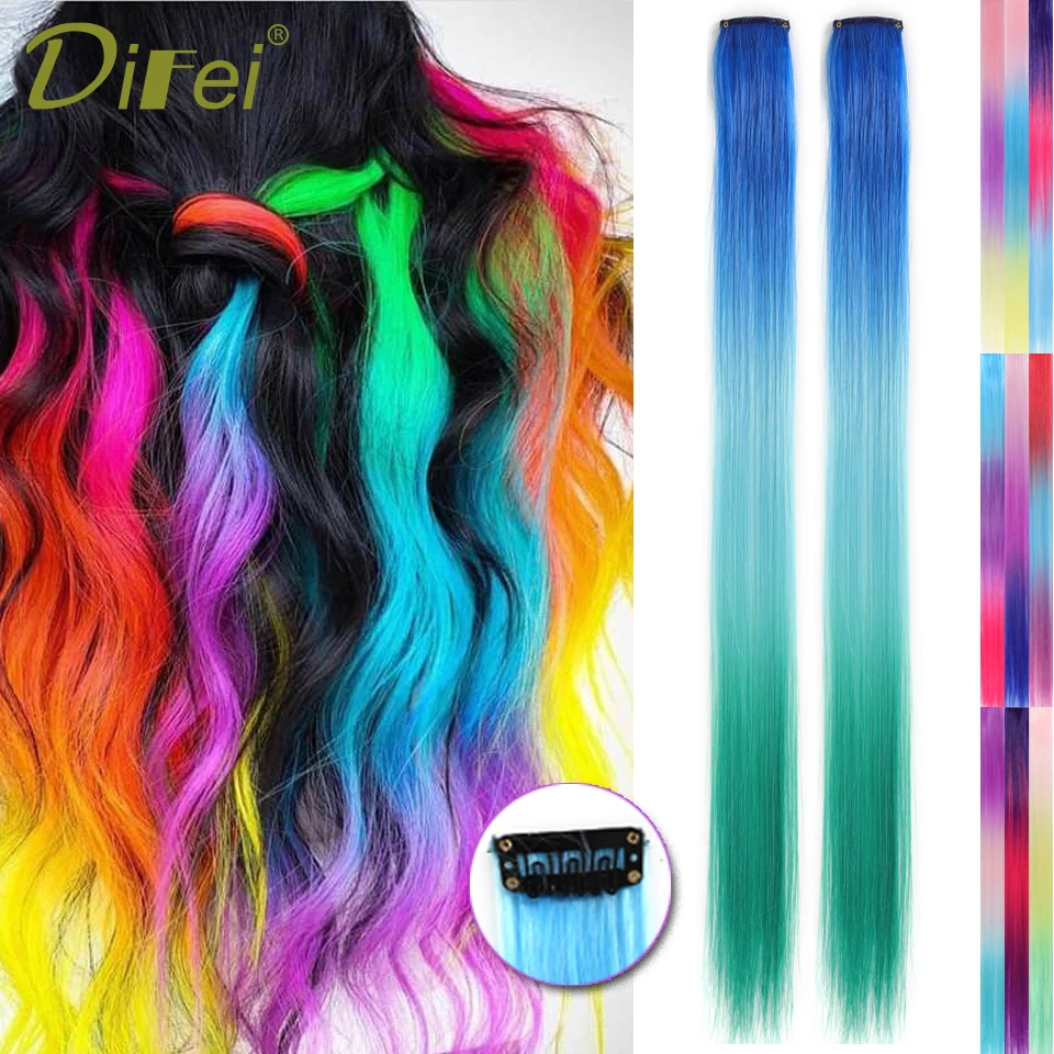 DIFEI Color Hair Patch Synthetic Wig Female Color Sweet And Spicy Style Thin Fashion Natural Long Hair Hair Patch Wig