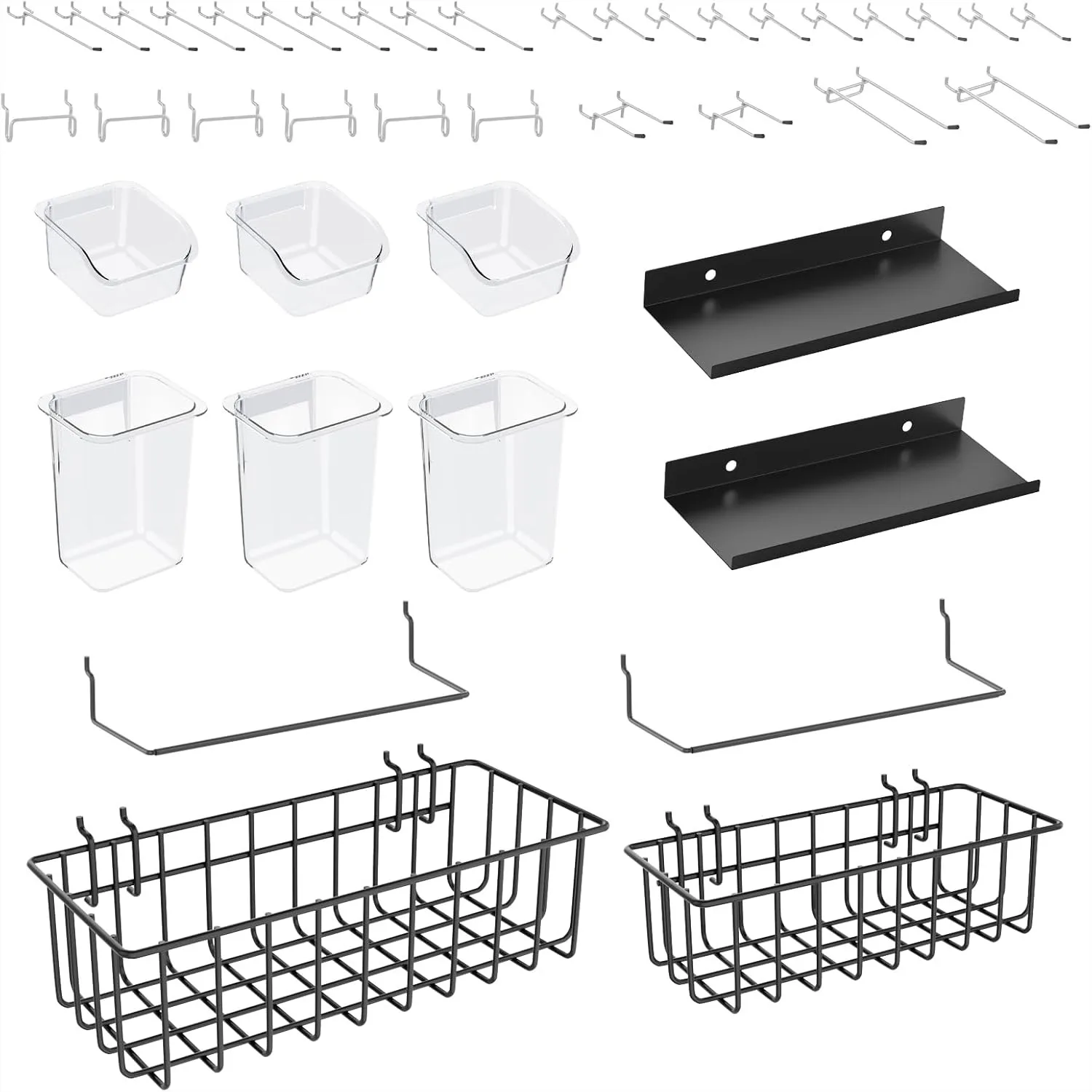 

Pegboard Accessories Kit 42-Piece with Baskets, Bins, Cups, Paper Towel Holder for Garage Workbench Craft Room Organizing
