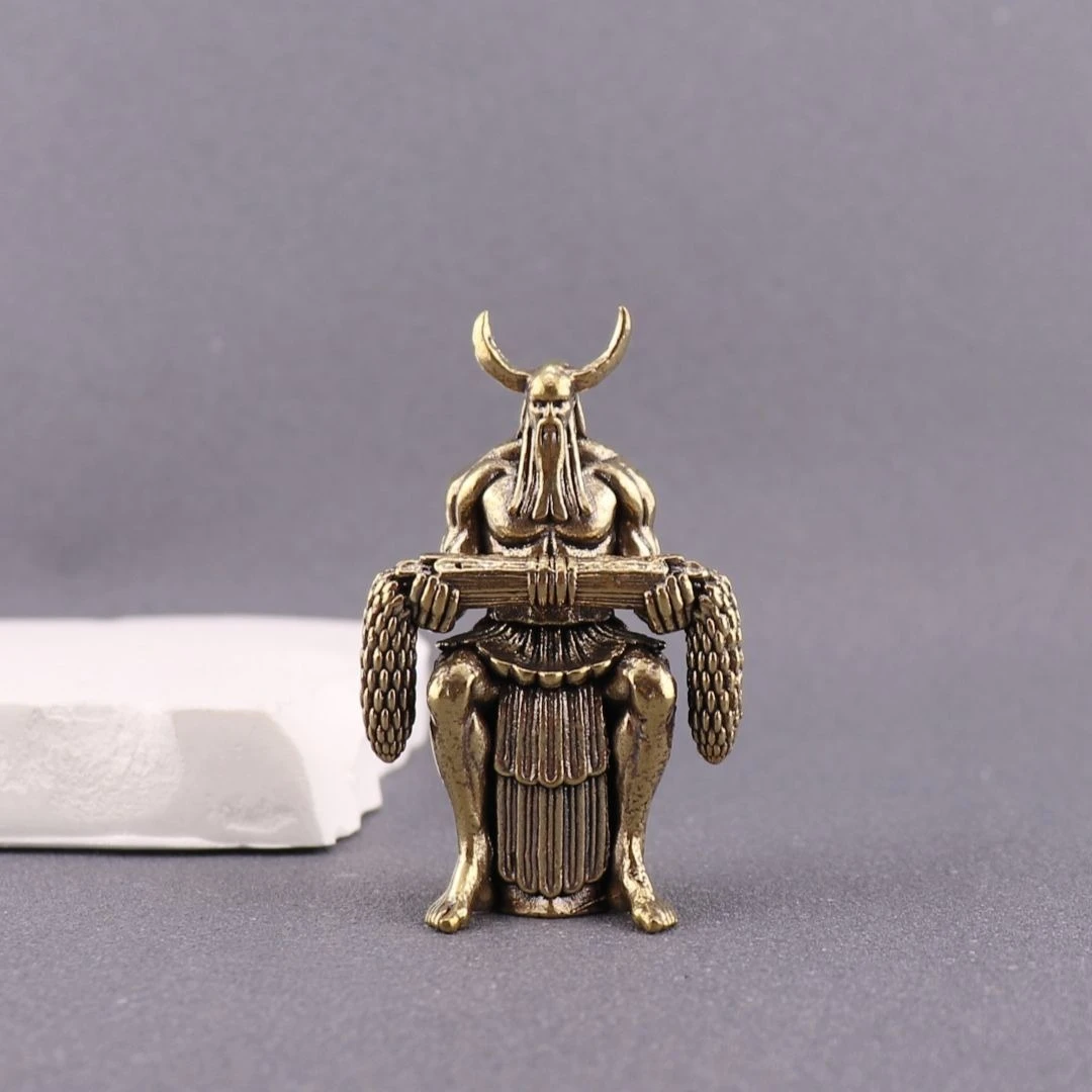 Creative Copper Emperor Yan of Shennong Vintage Brass Craft Metal Figurine Model Desktop Decorative Tea Pet Ornaments