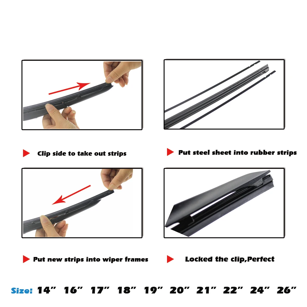 Car Vehicle Insert Rubber strip Wiper Blade (Refill) 8mm Soft 14