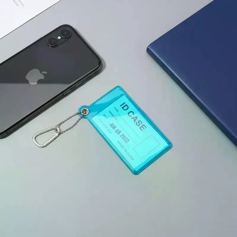 PVC Transparent ID Card Holder with Keychain For Office Conference Visitor Passes Secure Professional Card Case