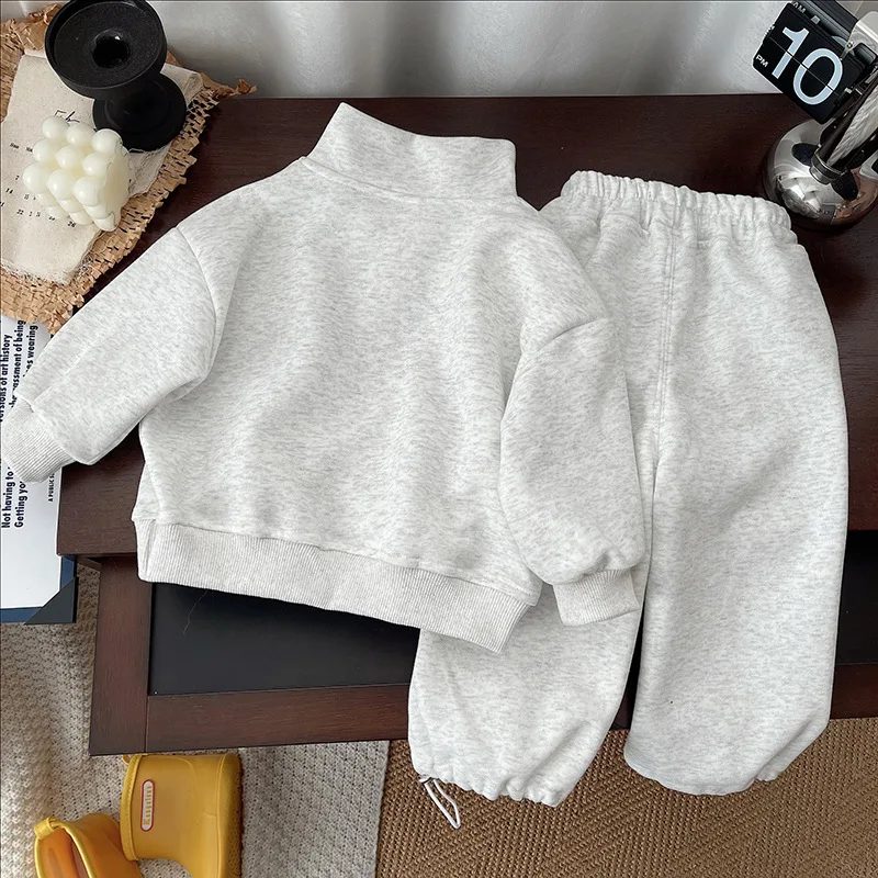 Spring Autumn Baby Boys Clothes Set Kids High-neck Sweatshirt+Pants 2pcs Suit Children's Tracksuit Casual Girls Outfits 1-5Years