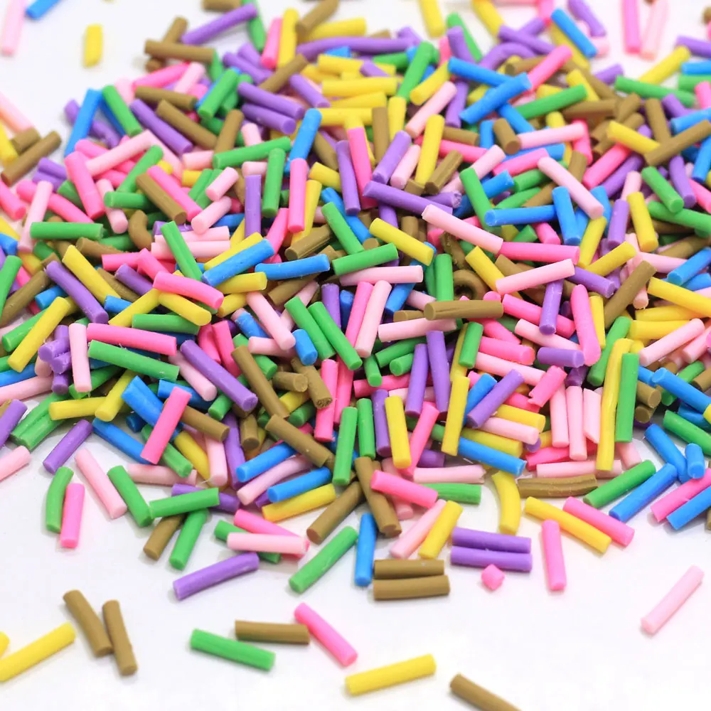 Long Cylindrical Hot Clay Sprinkles for Crafts DIY Cake Candy Dessert Decoration Toys Fluffy Slimes Supplies Mud