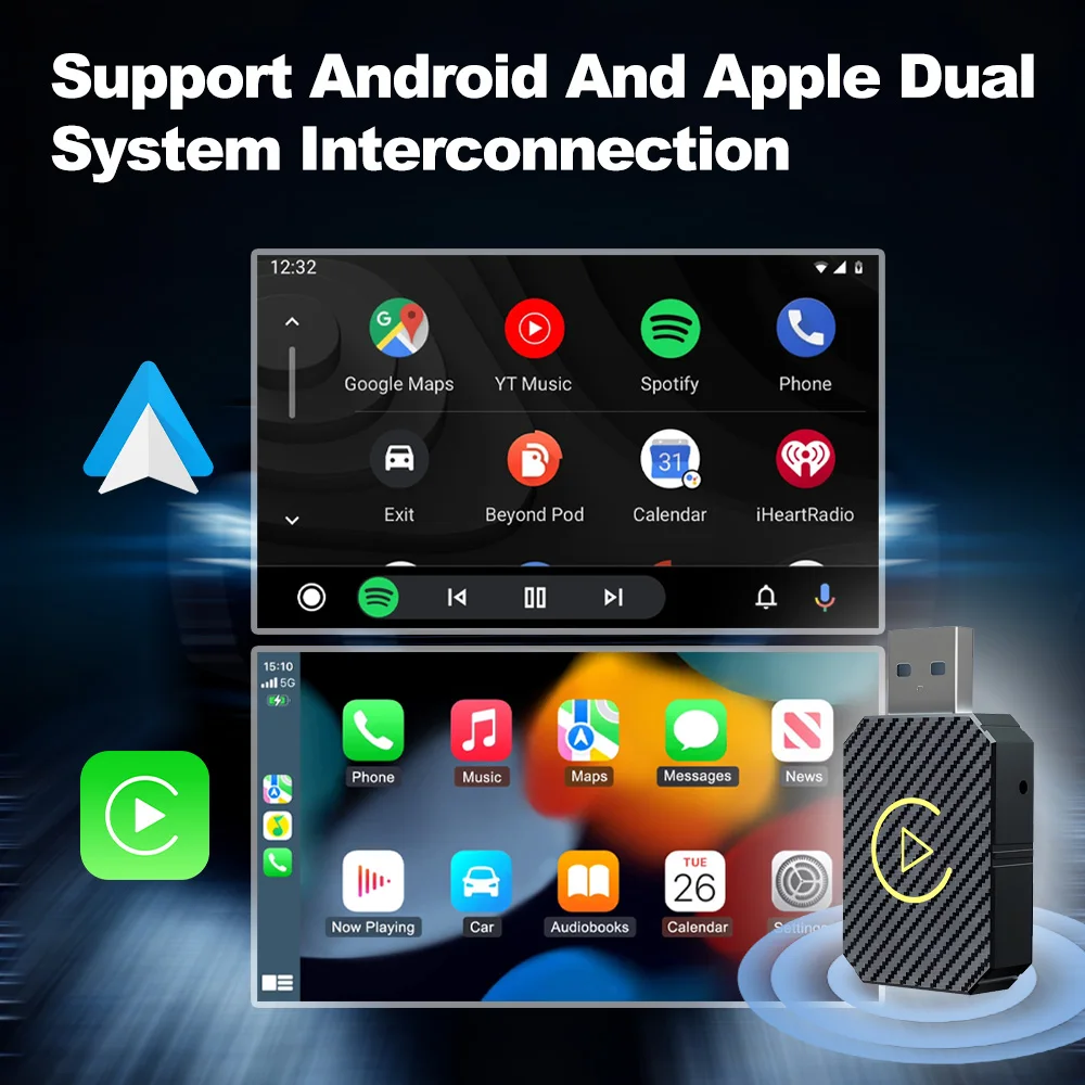 Auto Carplay verkabelt in kabellose Konvertierungsbox Mini Android Wireless Adapter 2-in-1 Fahrzeug-zu-Maschine-Verbindungsbox