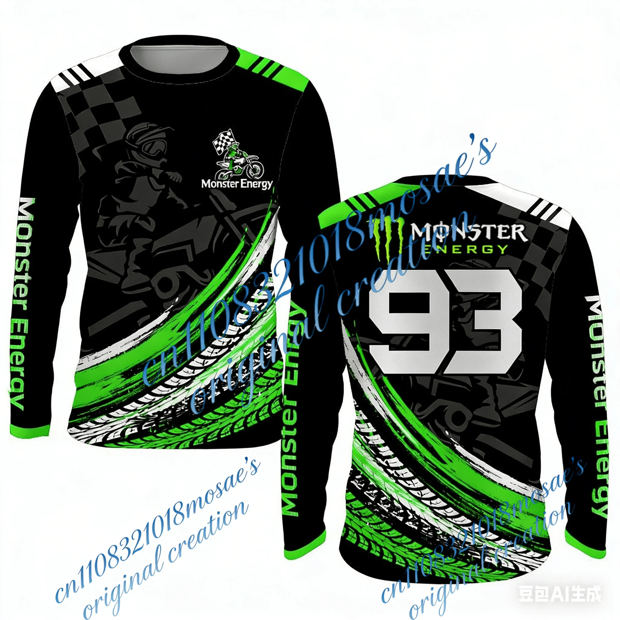 

Мотоциклисты, заслуживающие уважения! Функциональная 3D-футболка с длинным рукавом Monster Energy Mark 93 с рисунком протектора шин, зелено-черная