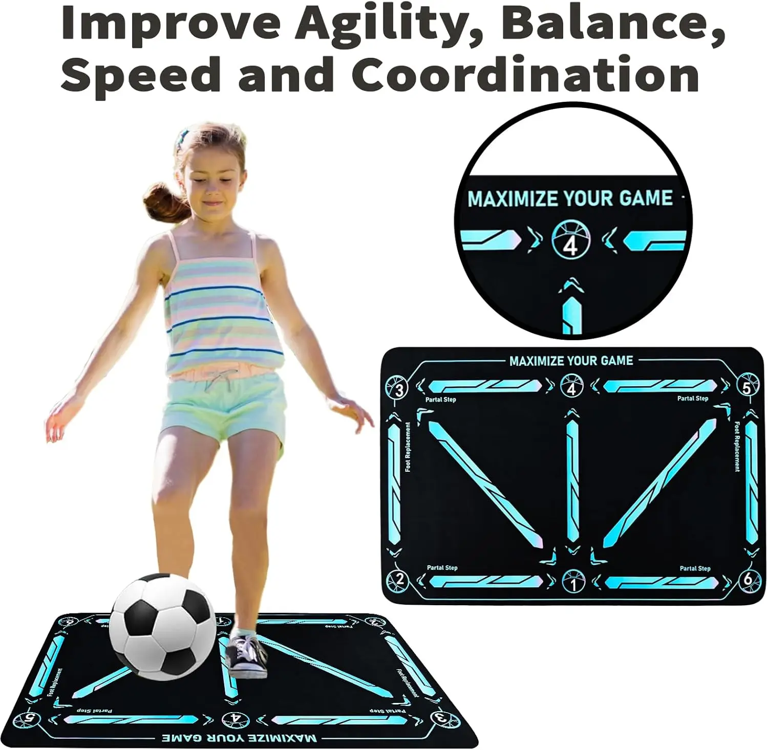 Soccer Training Mat 50x80cm Non slip Silent Mat Sports Control Football Footstep Training Carpet Indoor outdoor Fitness Mat