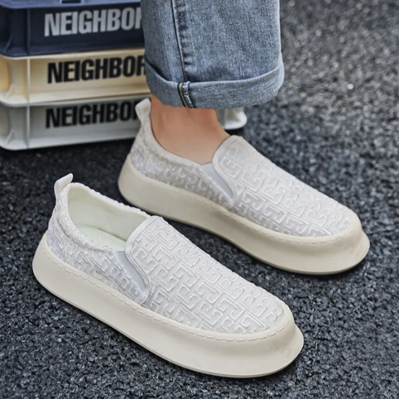 2025 Autumn New Fashion Shallow Mouth Casual Canvas Shoes for Men Breathable Comfortable Niche Design Versatile Chunky Sneakers
