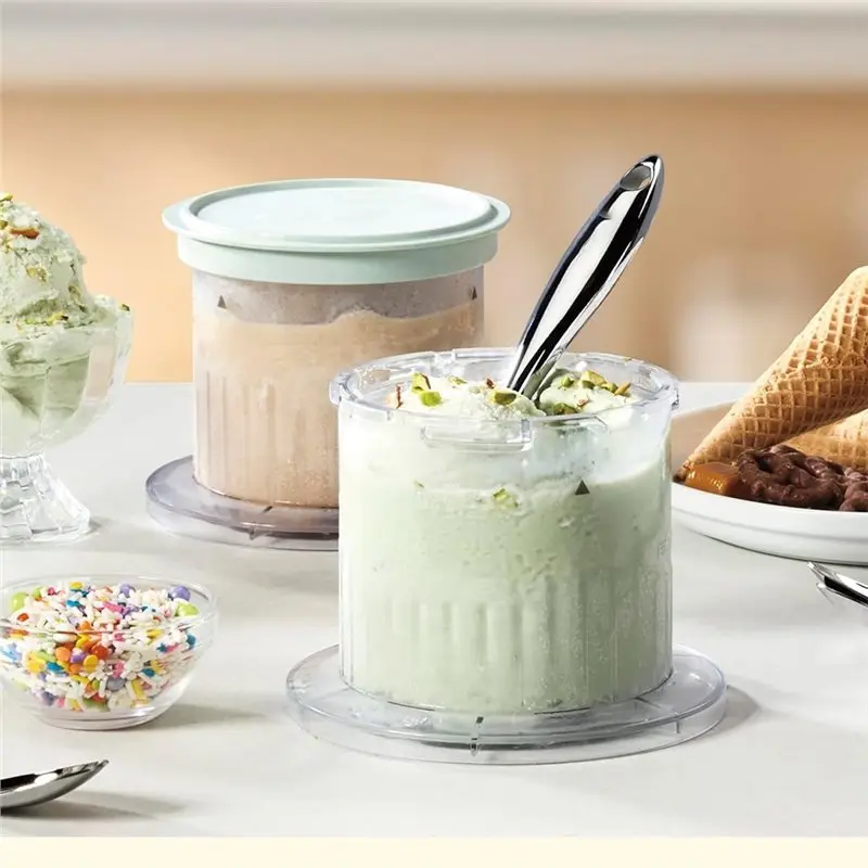EAS-For Cuisinart Fastfreeze ICE-FD50 Compatible 2Pack Ice Cream Maker Dessert Cups With Lids For Homemade Ice Cream Green