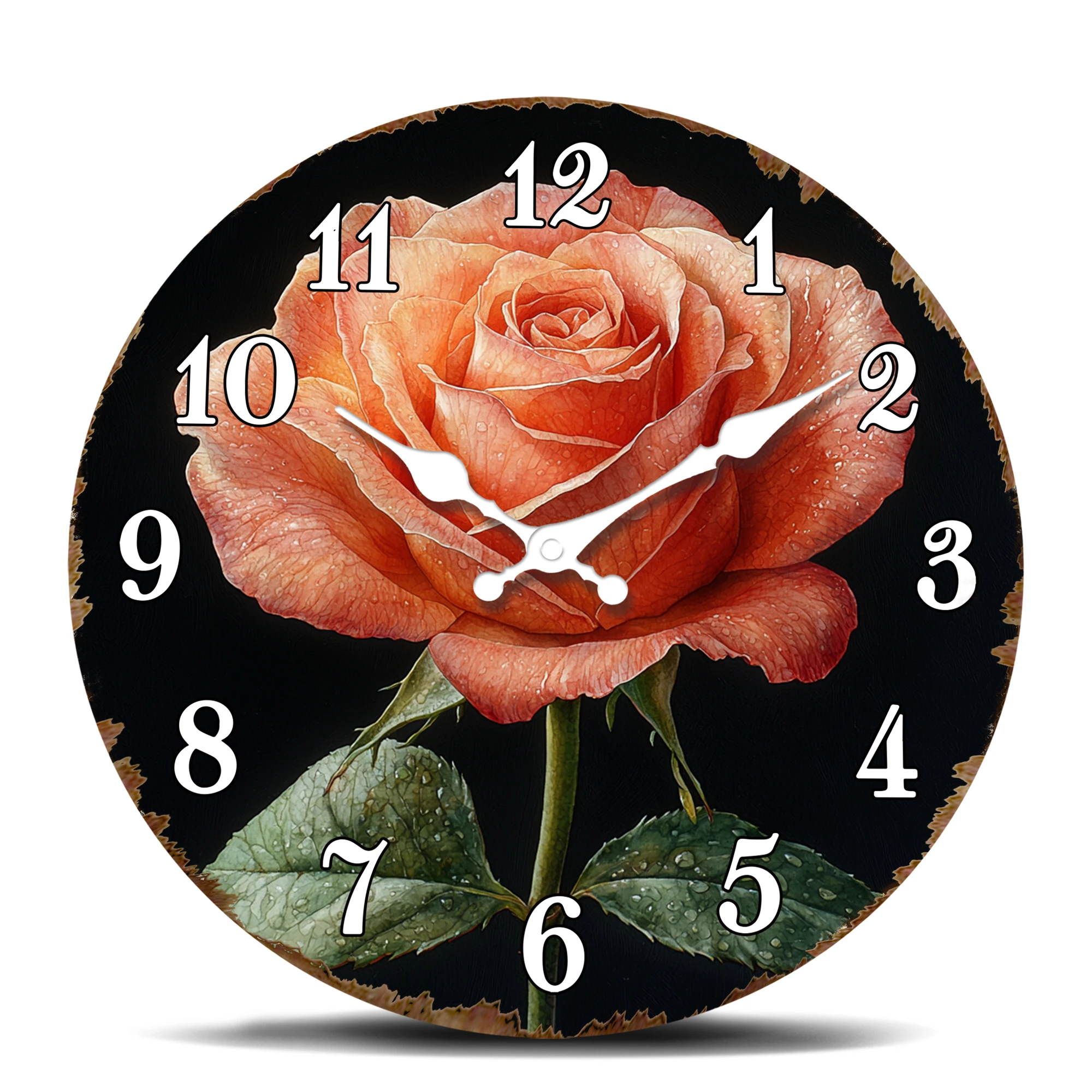 Wanduhr mit Rosenblüten, realistisches Design mit rosa Blüten, runde Zeitmesser, romantische Wanduhr für Zuhause und Schlafzimmer im eleganten Stil