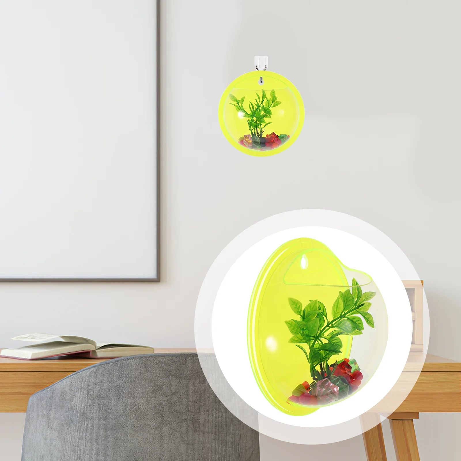 Wall Goldfish Bowl Small Acrylic Planter Hydroponic Vase Betta Wall-mounted Tall Decorative Tank