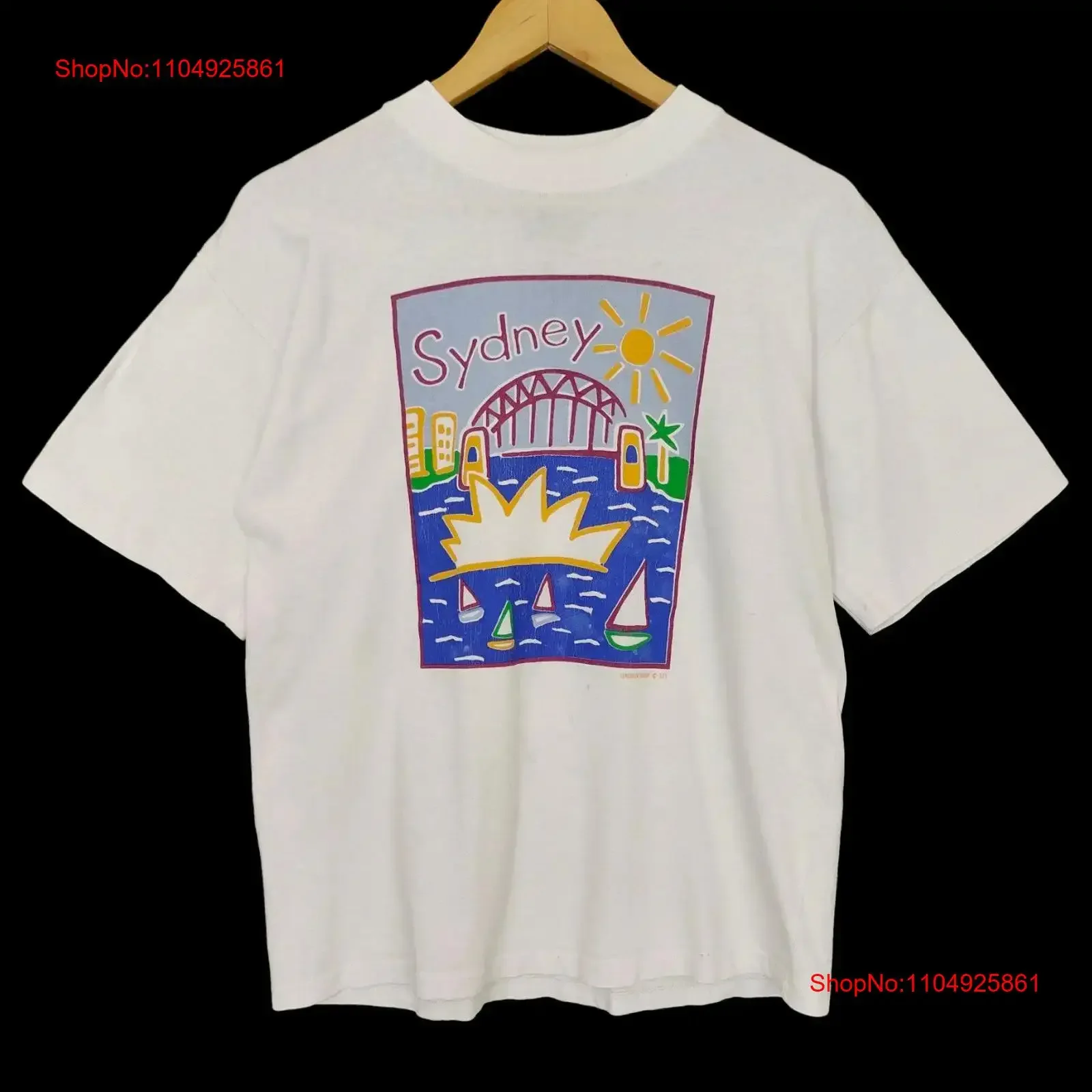 تي شيرت كلاسيكي 90s كين دون أستراليا فن البوب كبير الحجم تي شيرت فنان شارع سيدني مقاس M عتيق مغسول مريح وأنيق