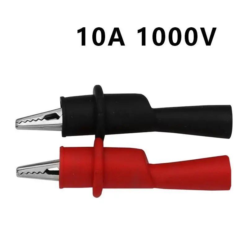 Safety Certified Multimeter Test Leads 2Pcs Red Black 10A 1000V AC DC Clamps for Industrial Electrical Testing