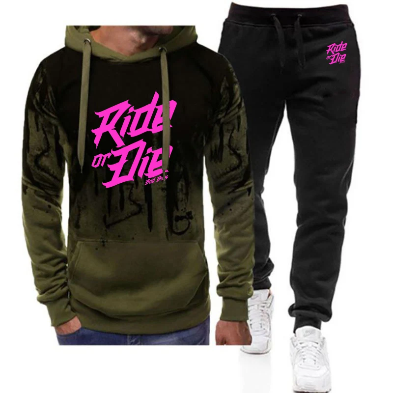 

Spring And Autumn Comfortable 2026 Man's Handsome Ride or die bike Logo Print Premium High Street Popular Hoodies Pants Suits