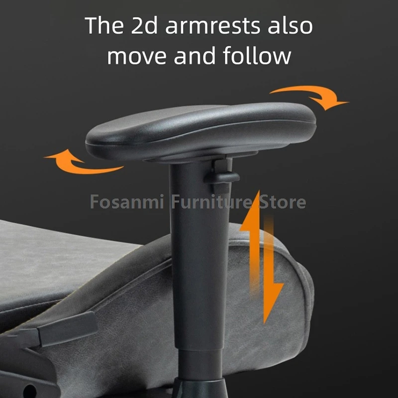 หนังย้อนยุคนอนเก้าอี้เล่นเกมที่มีที่วางเท้ากว้างพนักพิงศีรษะโฮมออฟฟิศเก้าอี้ตามหลักสรีรศาสตร์สบายปรับโต๊ะหมุนเก้าอี้